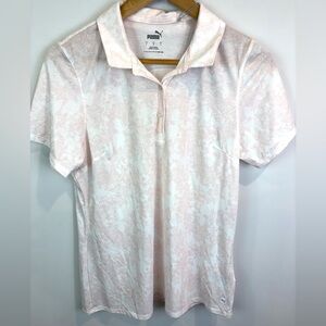 NWT Puma Women's polo Shirt in Soft Pink and White size L